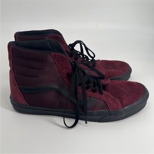 Vans Men's Dark Red Burgundy and Black High-Top Sneakers Like New